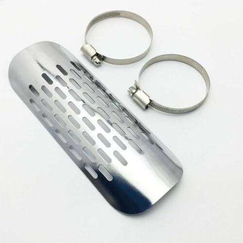 Motorcycle Chrome Exhaust Muffler Pipe Heat Shield Cover Heel Guard Universal #K - Fresh Stock Dated October 2025