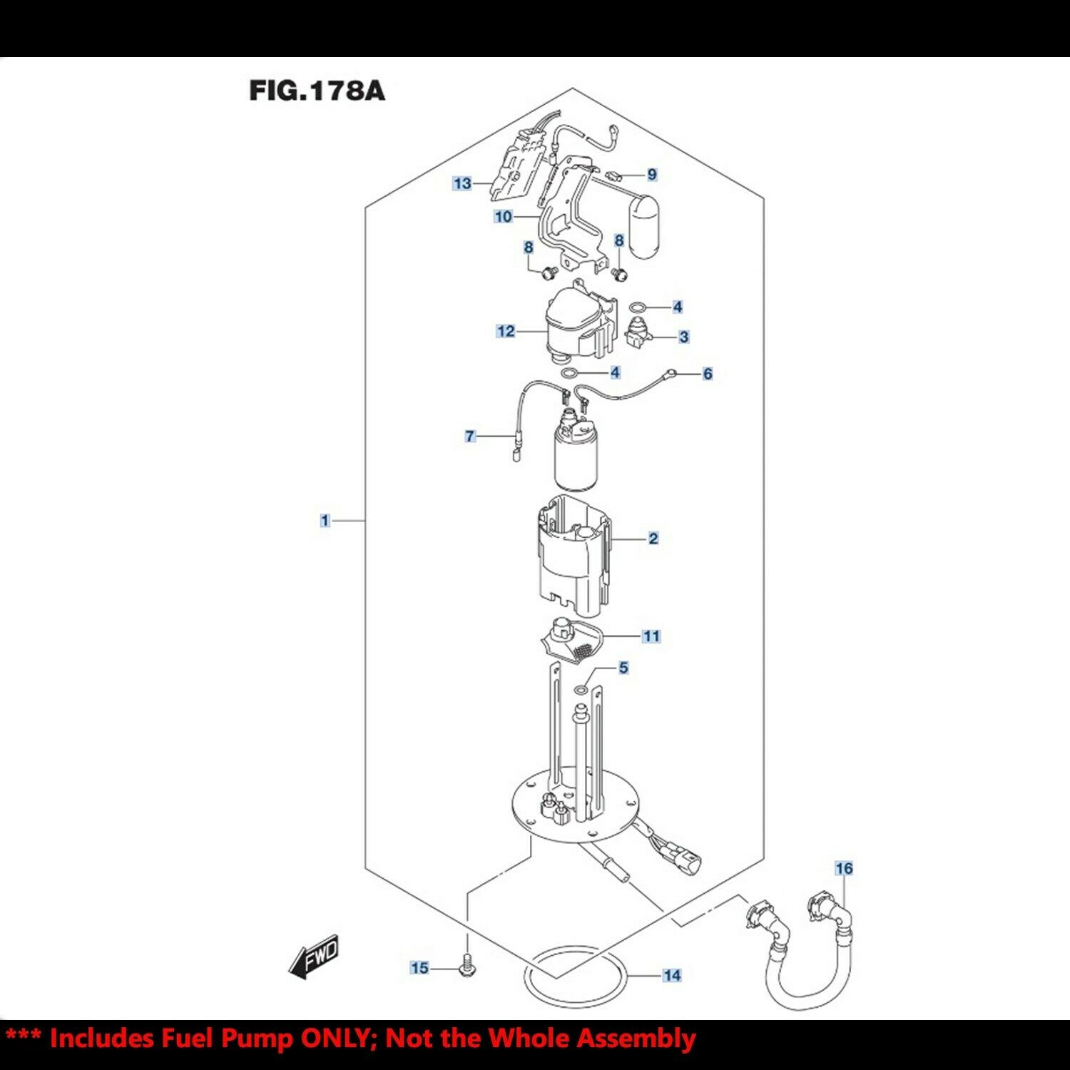 OE Replacement EFI Fuel Pump+Filter/Strainer 07-19 GSXR/GSXS/GSX/GW/V-Strom/Busa - Fresh Stock Dated October 2025
