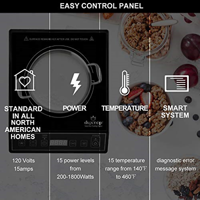 Duxtop 1800W Portable Induction Cooktop Countertop Burner, Black 9100MC/BT-M20B - Fresh Stock Dated October 2025