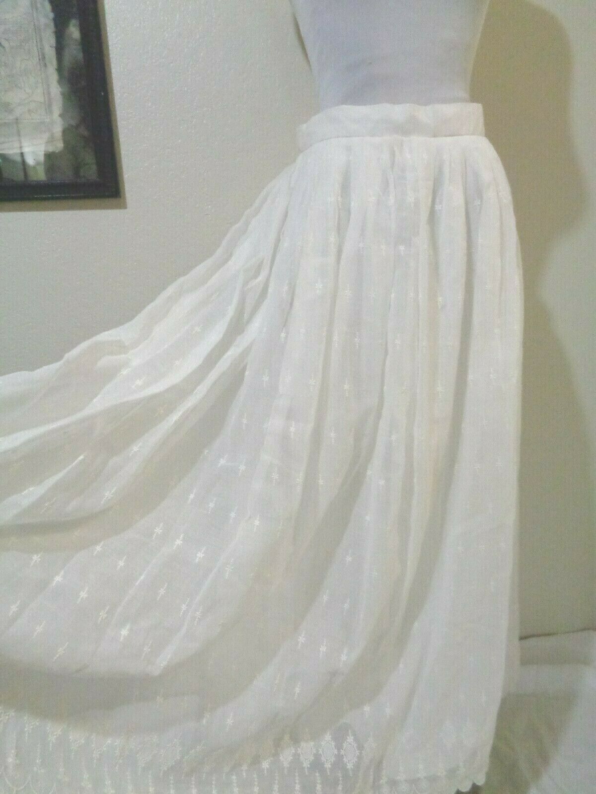VINTAGE S.S.G. by CATHERINE LOVER WHITE EMBROIDERED COTTON BLEND FULL SKIRT NWT - Fresh Stock Dated October 2025