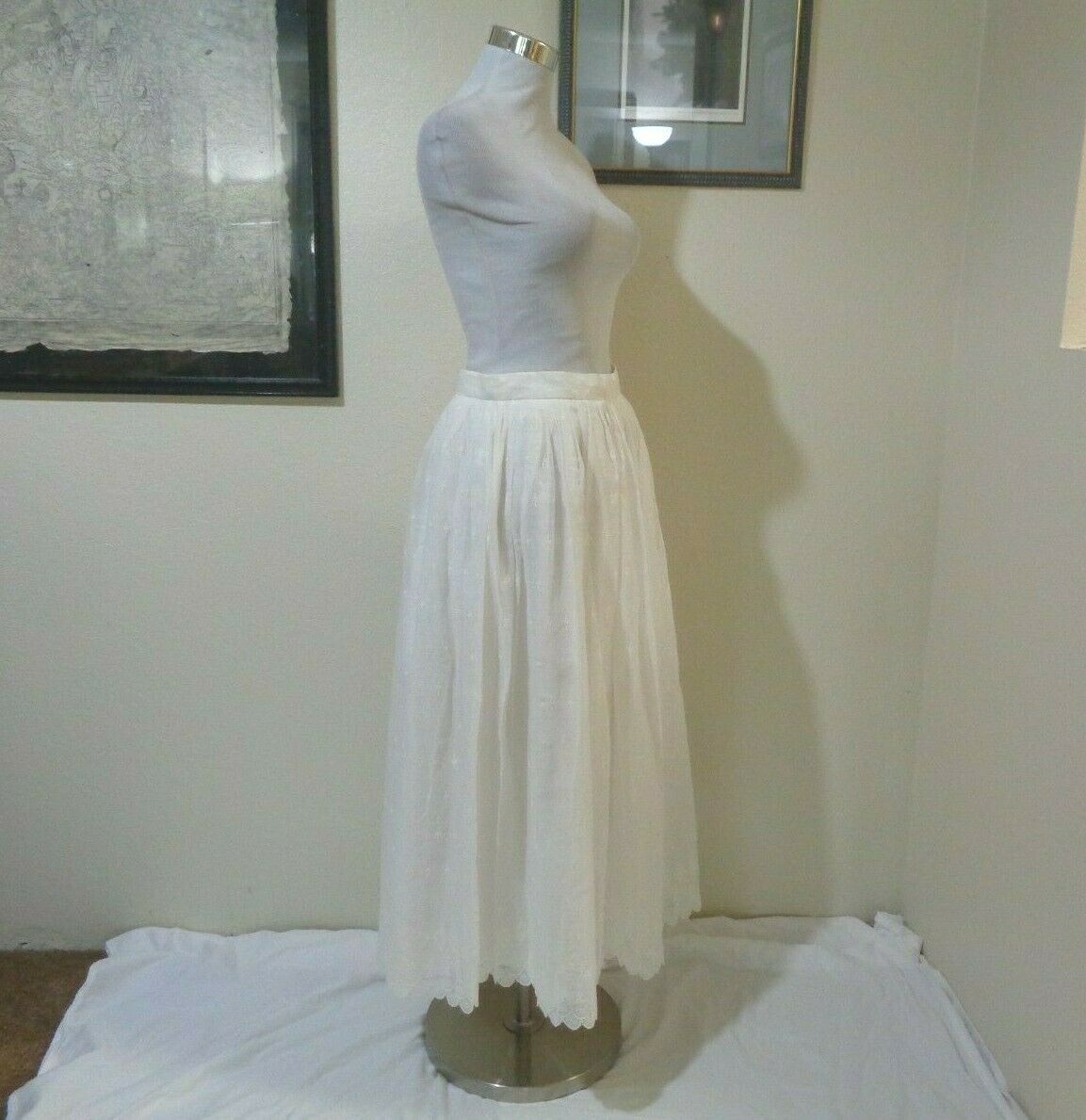 VINTAGE S.S.G. by CATHERINE LOVER WHITE EMBROIDERED COTTON BLEND FULL SKIRT NWT - Fresh Stock Dated October 2025