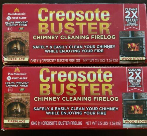 Pine Mountain First Alert Creosote Buster x 2 Cleaning Safety Fire Log NEW - Fresh Stock Dated October 2025