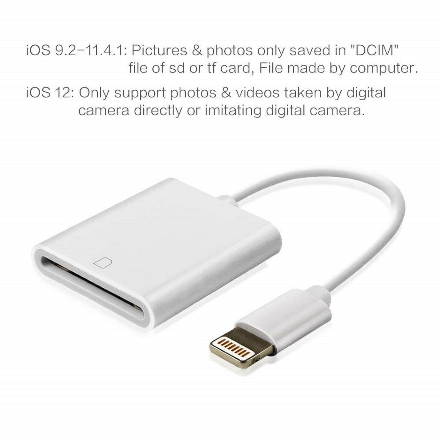 For Apple Lightning To Sd Card Camera Reader Tail Adapter Iphone Ipad - Fresh Stock Dated October 2025