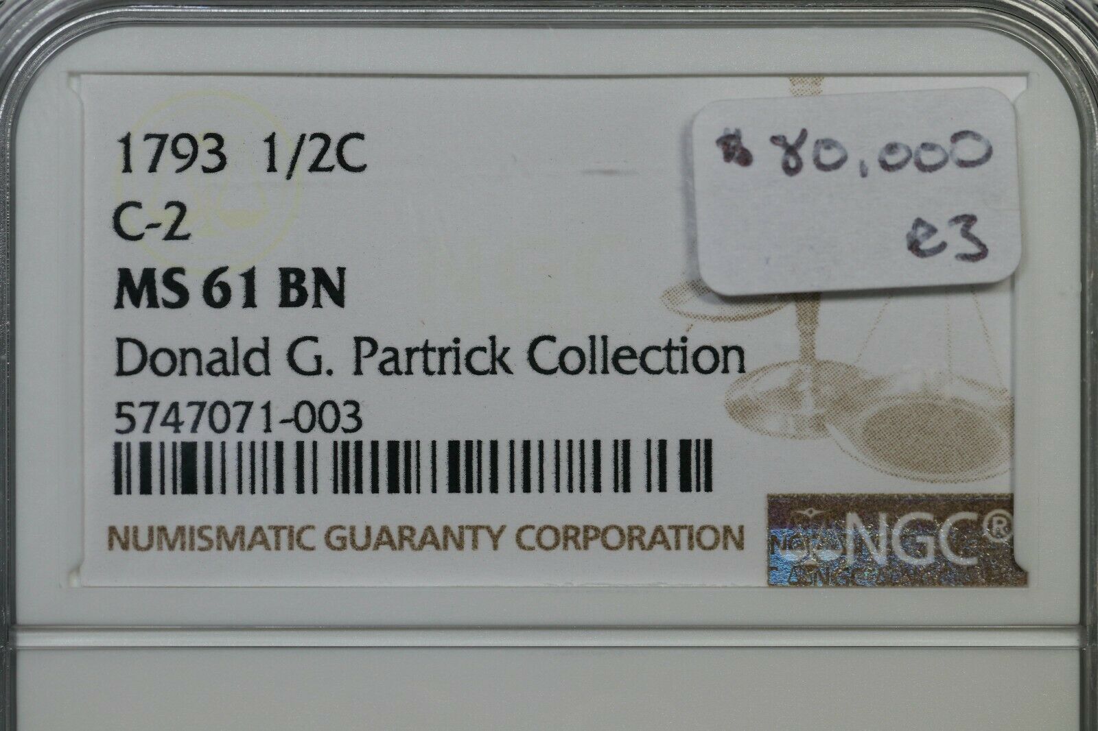 1793 C-2 R-3 NGC MS 61 BN Liberty Cap Half Cent Coin 1/2c - Fresh Stock Dated October 2025