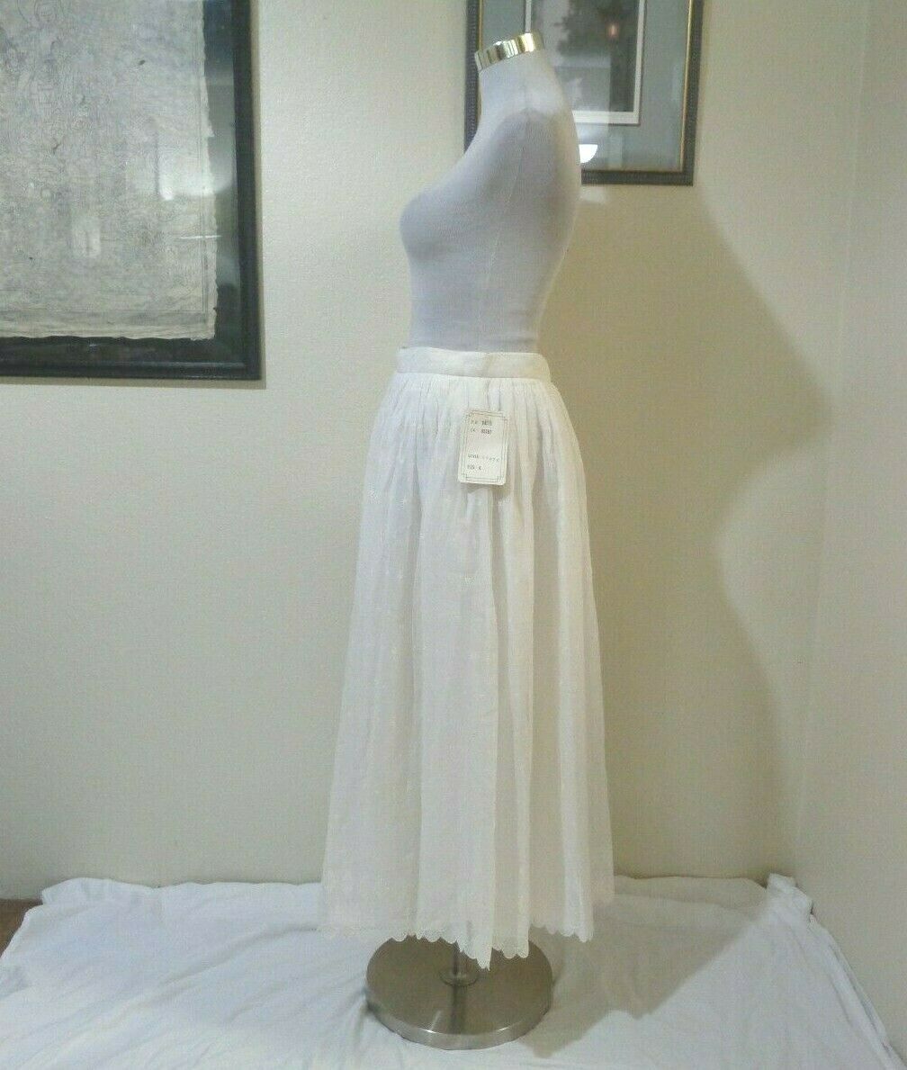 VINTAGE S.S.G. by CATHERINE LOVER WHITE EMBROIDERED COTTON BLEND FULL SKIRT NWT - Fresh Stock Dated October 2025