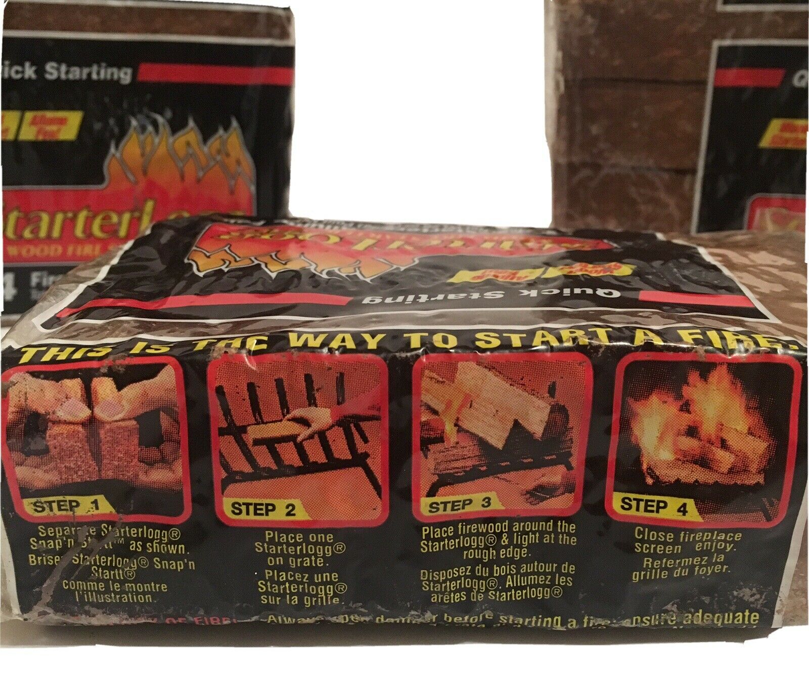 StarterLogg Firestarter Fireplace Fire Logs Wood Stove Campfire 3 Sets Of 4 Logs - Fresh Stock Dated October 2025