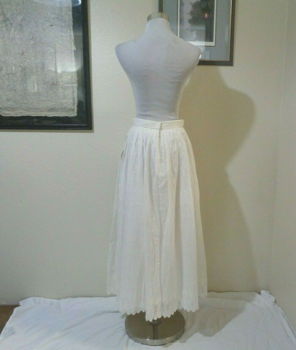 VINTAGE S.S.G. by CATHERINE LOVER WHITE EMBROIDERED COTTON BLEND FULL SKIRT NWT - Fresh Stock Dated October 2025