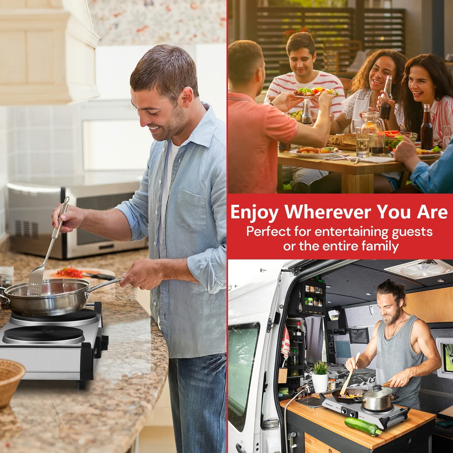 Hot Plate Techwood Doubel Burners for Cooking 1800W Countertop Electric Stove... - Fresh Stock Dated October 2025