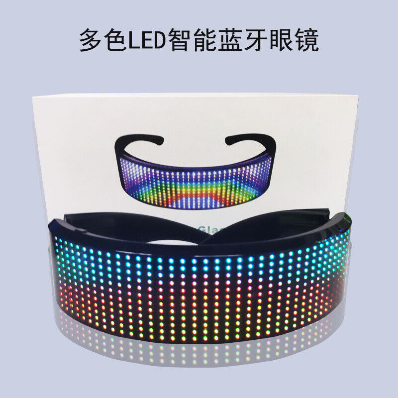 USB Charging Bluetooth Display Glasses Programmable LED Text Glowing Gift Party - Fresh Stock Dated October 2025