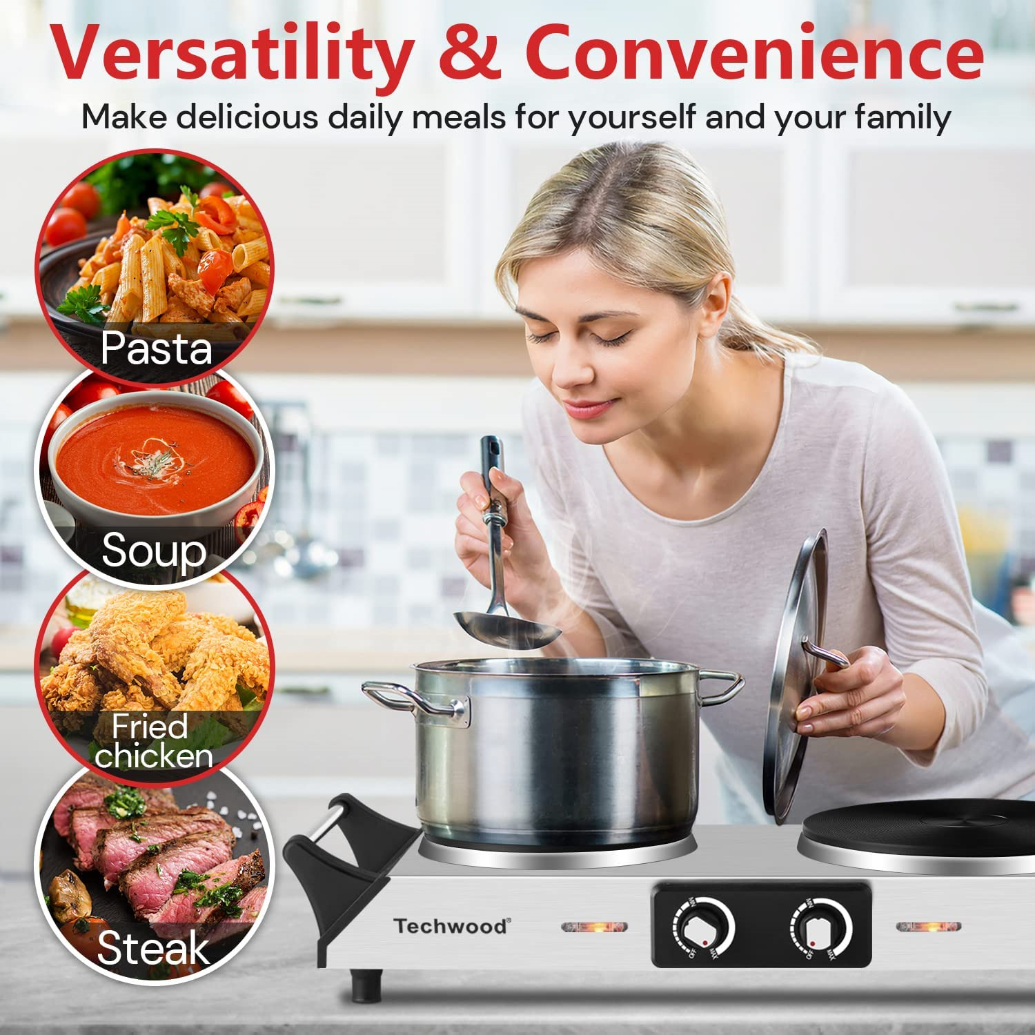 Hot Plate Techwood Doubel Burners for Cooking 1800W Countertop Electric Stove... - Fresh Stock Dated October 2025