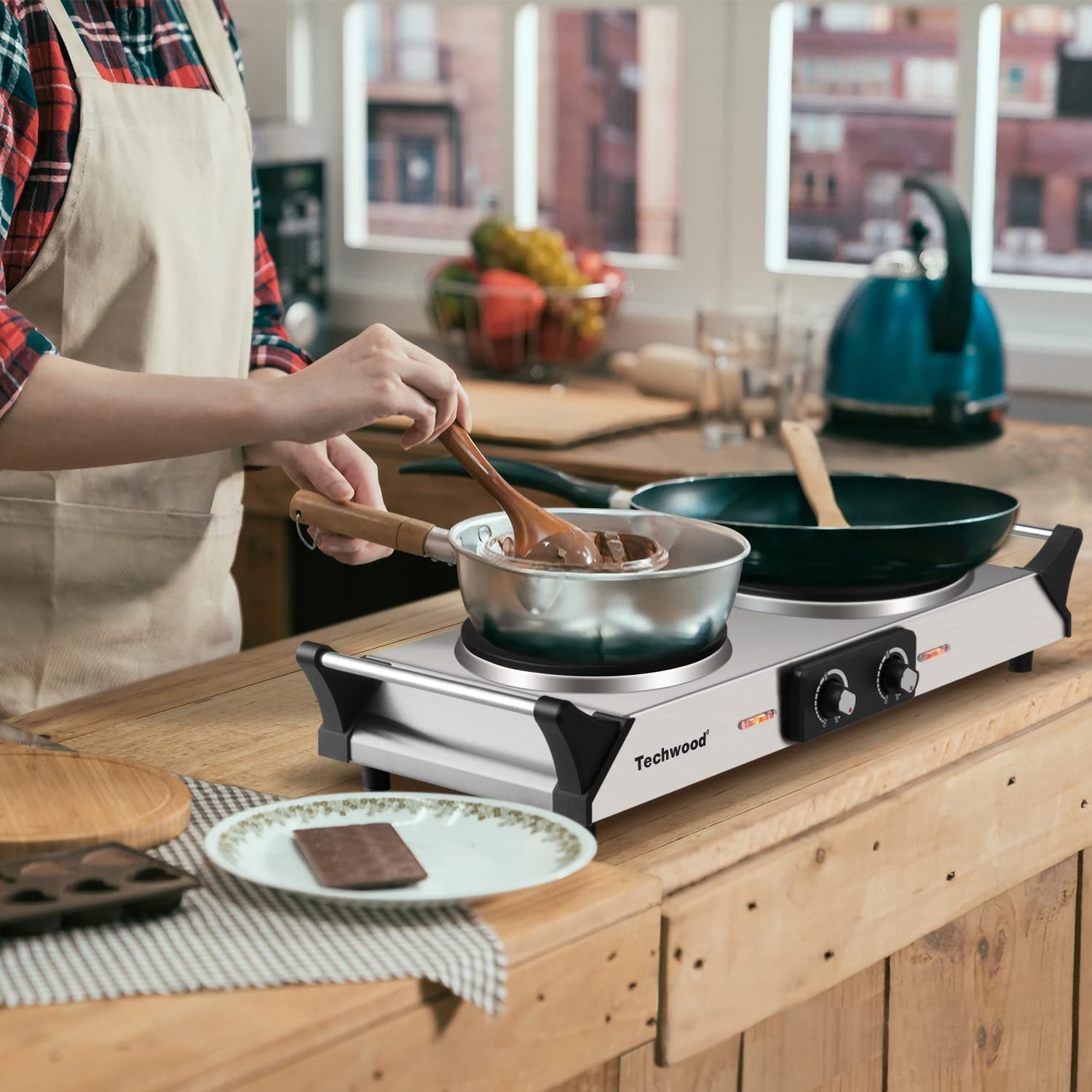 Hot Plate Techwood Doubel Burners for Cooking 1800W Countertop Electric Stove... - Fresh Stock Dated October 2025