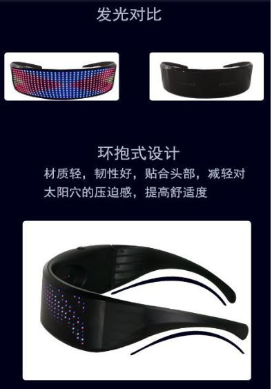 USB Charging Bluetooth Display Glasses Programmable LED Text Glowing Gift Party - Fresh Stock Dated October 2025