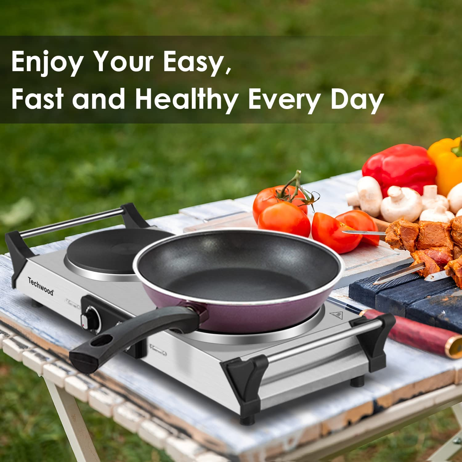 Hot Plate Techwood Doubel Burners for Cooking 1800W Countertop Electric Stove... - Fresh Stock Dated October 2025