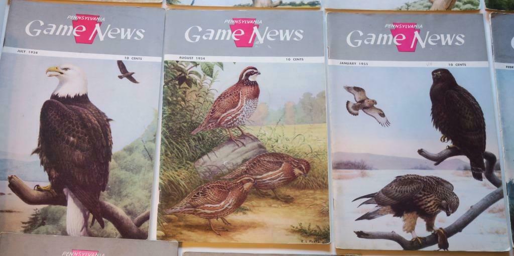 14 1950s Pennsylvania Game News Issues,all Dr. Earle Poole Bird Covers in Color - Fresh Stock Dated October 2025