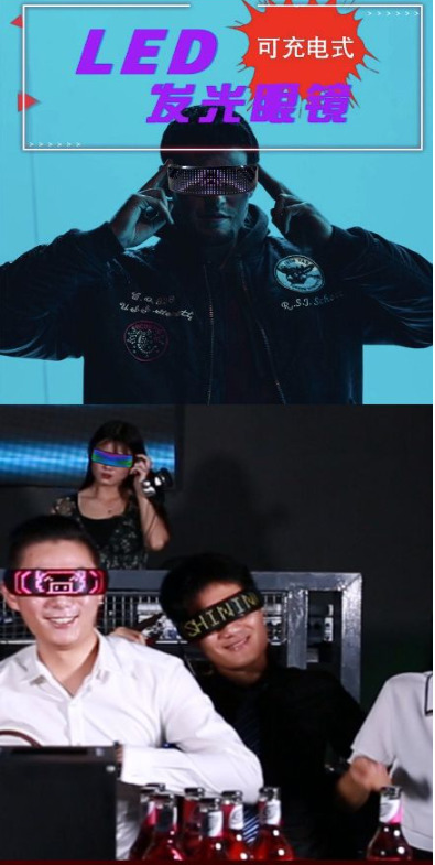 USB Charging Bluetooth Display Glasses Programmable LED Text Glowing Gift Party - Fresh Stock Dated October 2025