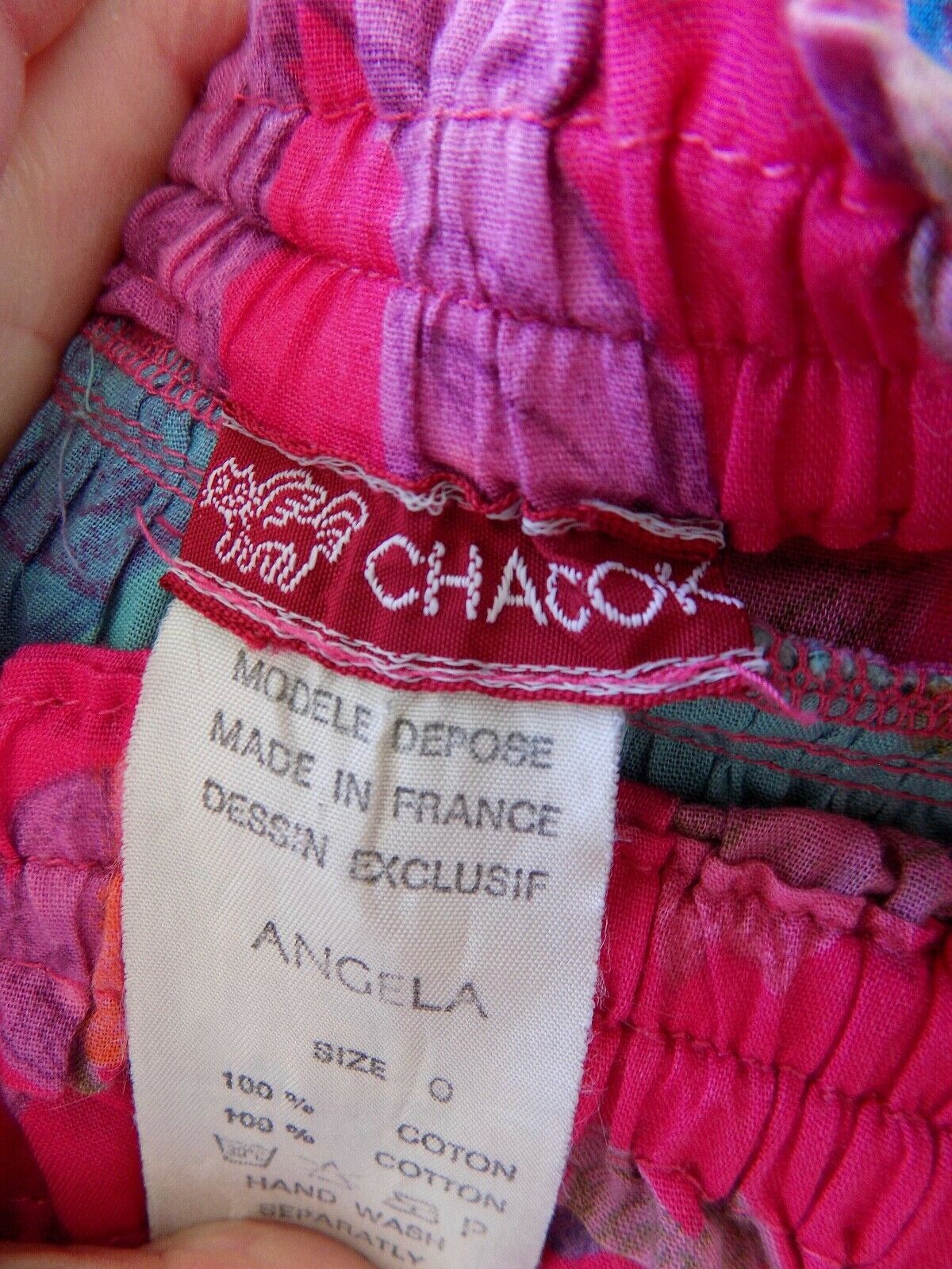 Vtg. CHACOK Colorful Cotton Patchwork Full Skirt Stretch Waist Made In France-0 - Fresh Stock Dated October 2025