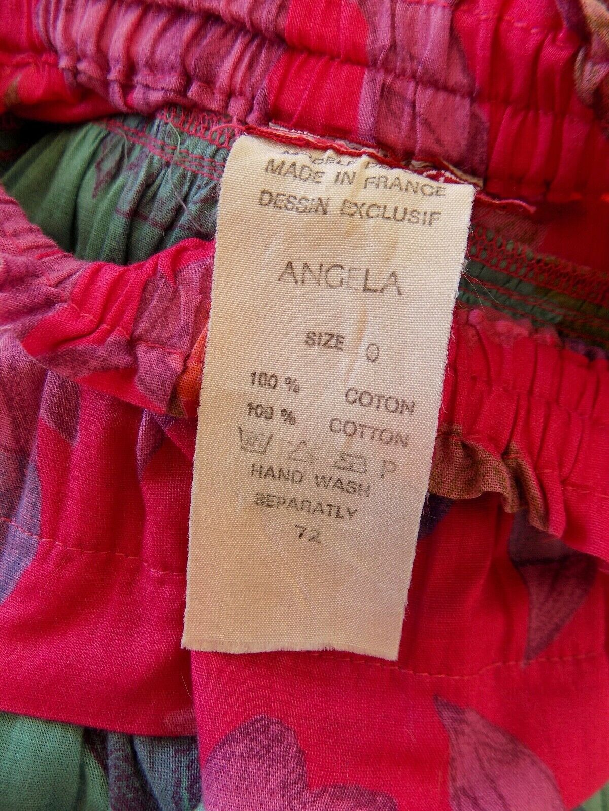 Vtg. CHACOK Colorful Cotton Patchwork Full Skirt Stretch Waist Made In France-0 - Fresh Stock Dated October 2025