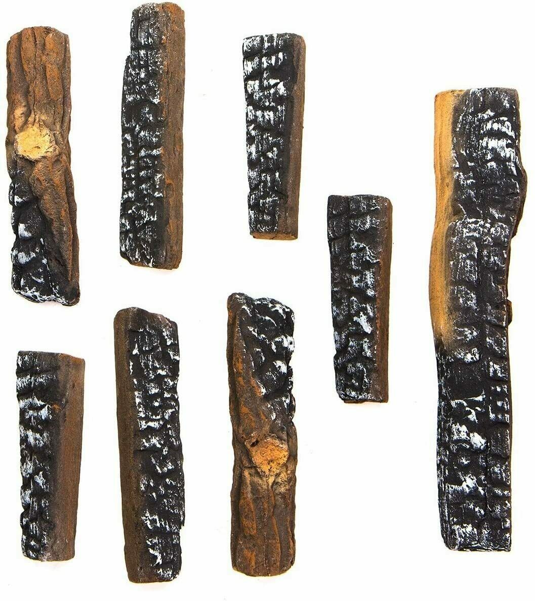 Decorative Realistic Flame 10 PC Petite Ceramic Wood Fireplace Firepit Log Set - Fresh Stock Dated October 2025