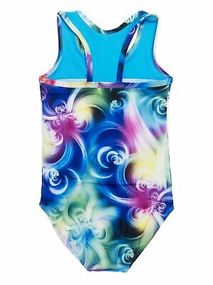 Wenchoice Girls Blue Rainbow Floral Print T-Back Sleeveless Leotard 9M-8 - Fresh Stock Dated October 2025