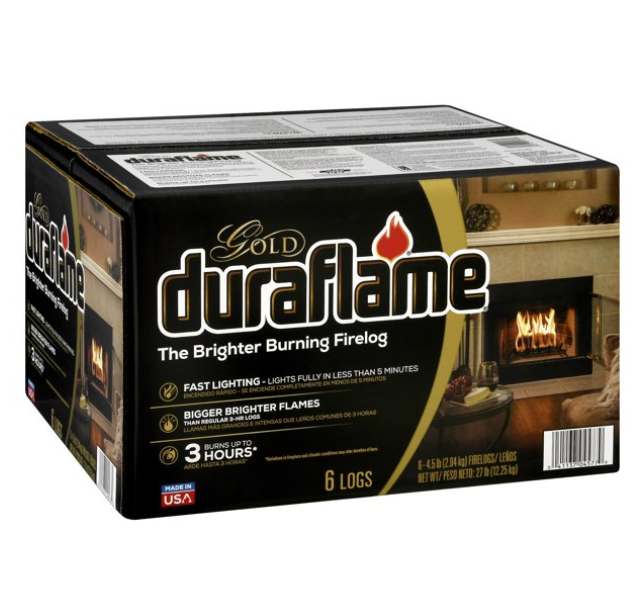 Duraflame Fire Logs 6 Pack - 4.5lb Bright Burning 3 Hour Burn Time Fast Lighting - Fresh Stock Dated October 2025