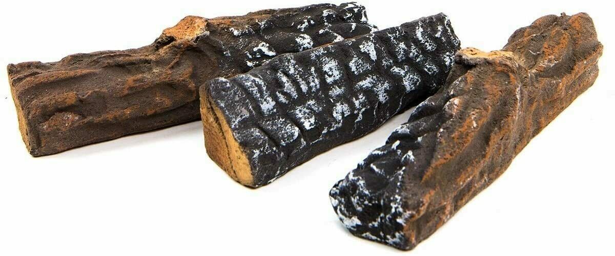 Decorative Realistic Flame 10 PC Petite Ceramic Wood Fireplace Firepit Log Set - Fresh Stock Dated October 2025