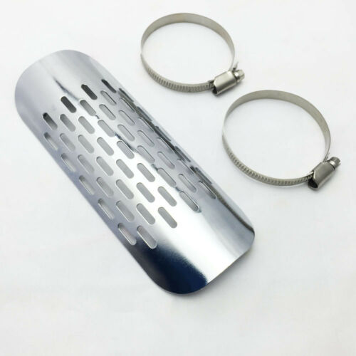 Motorcycle Chrome Exhaust Muffler Pipe Heat Shield Cover Heel Guard Universal #K - Fresh Stock Dated October 2025
