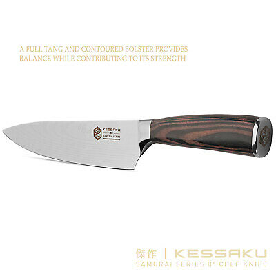 Kessaku 8-Inch Chef Knife - Samurai Series - High Carbon 7Cr17MoV Steel - Fresh Stock Dated October 2025