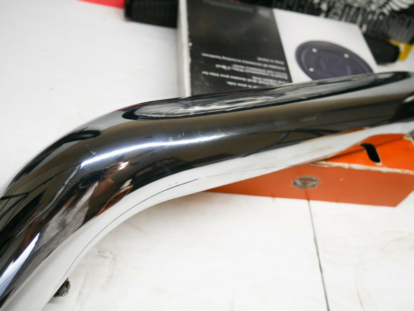 OEM 06-17 Harley Sportster 1200 & 883 Exhaust Header Pipe Heatshield Set Chrome - Fresh Stock Dated October 2025