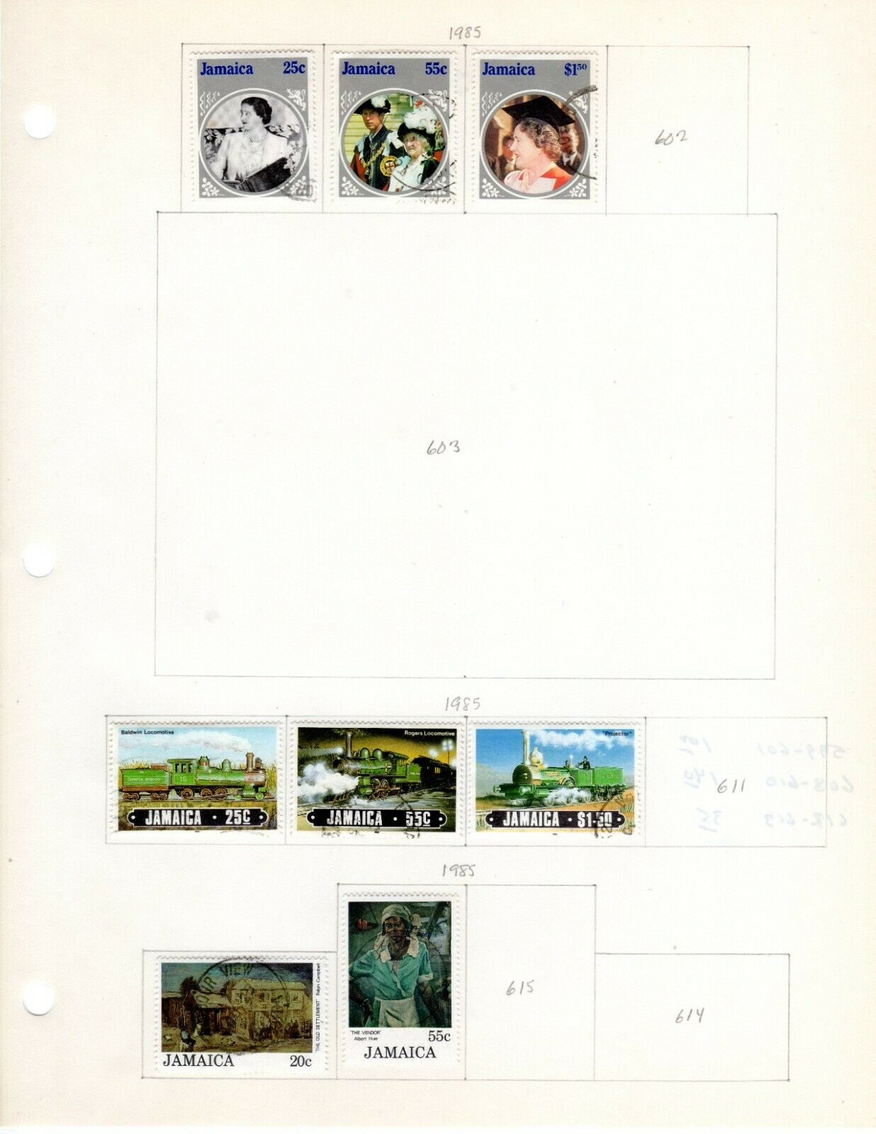 Jamaica Scott 599//688 Mostly Used on 6 Album Pages Issued 1986-1994 - Fresh Stock Dated October 2025