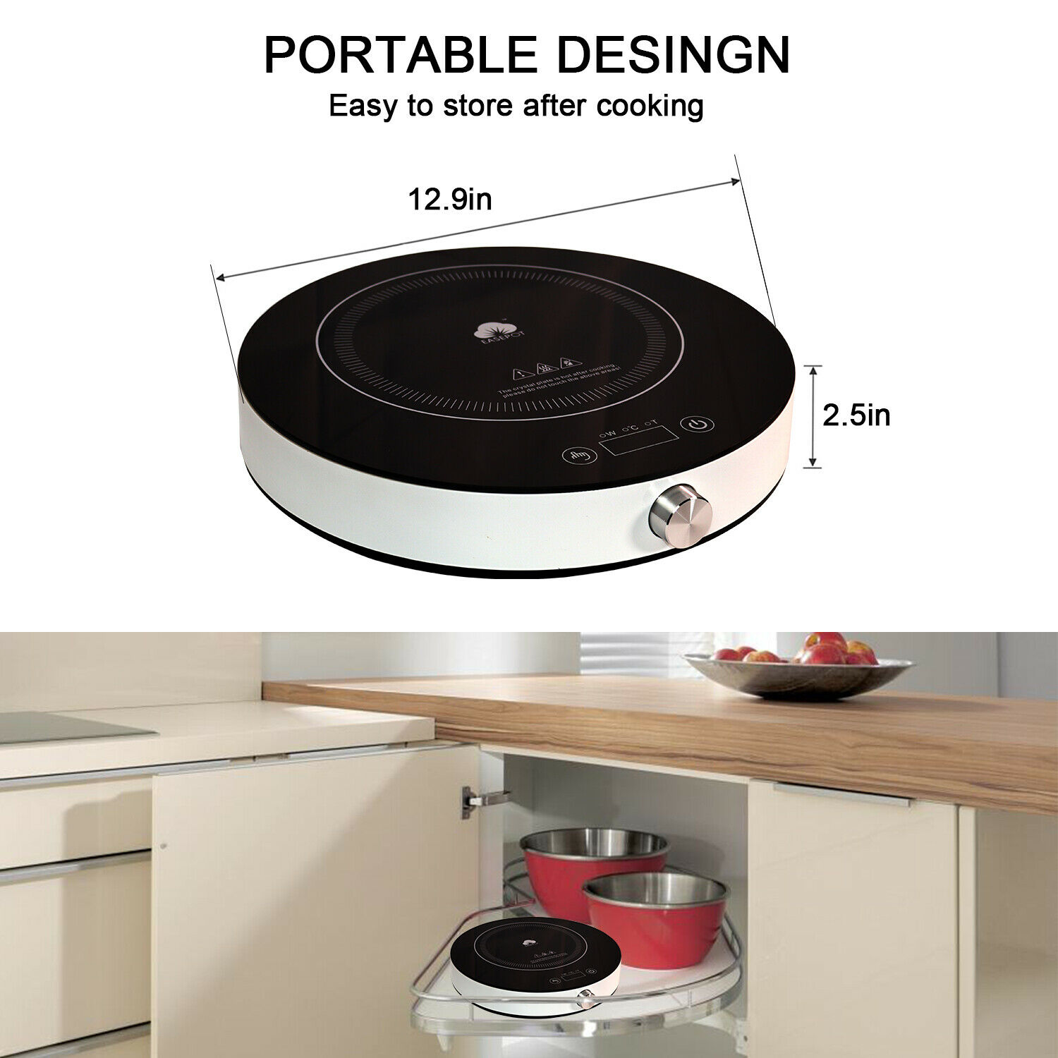 EASEPOT Portable Induction Cooktop 1800W Burner Countertop Cooker Hot Pot Stove - Fresh Stock Dated October 2025