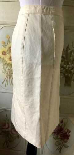 VTG 90s CK CALVIN KLEIN ITALY-MADE PENCIL SKIRT IVORY SNAP-UP COTTON 4 40 EUC - Fresh Stock Dated October 2025