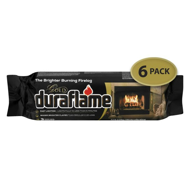 Duraflame Fire Logs 6 Pack - 4.5lb Bright Burning 3 Hour Burn Time Fast Lighting - Fresh Stock Dated October 2025