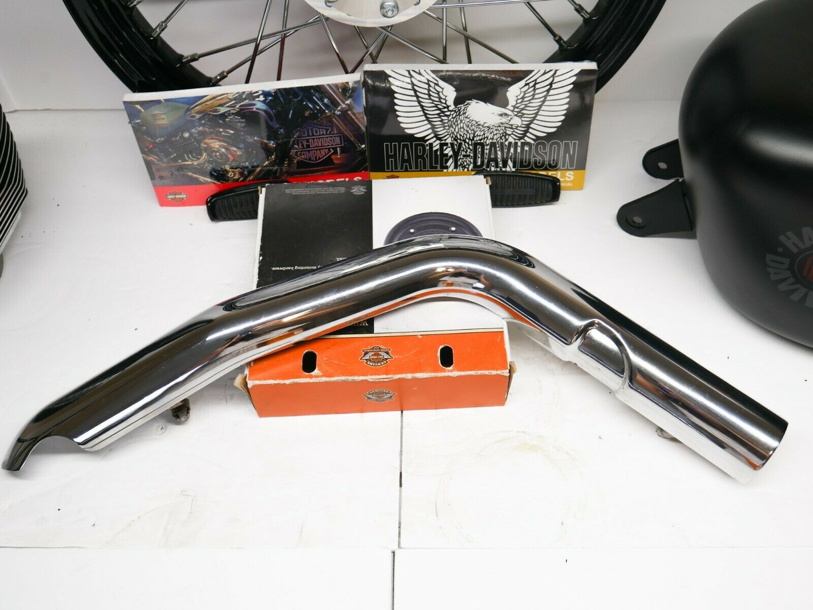 OEM 06-17 Harley Sportster 1200 & 883 Exhaust Header Pipe Heatshield Set Chrome - Fresh Stock Dated October 2025
