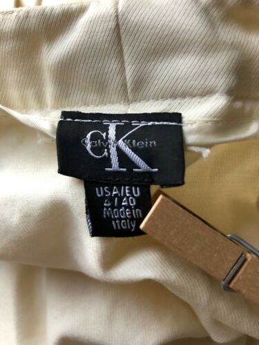 VTG 90s CK CALVIN KLEIN ITALY-MADE PENCIL SKIRT IVORY SNAP-UP COTTON 4 40 EUC - Fresh Stock Dated October 2025