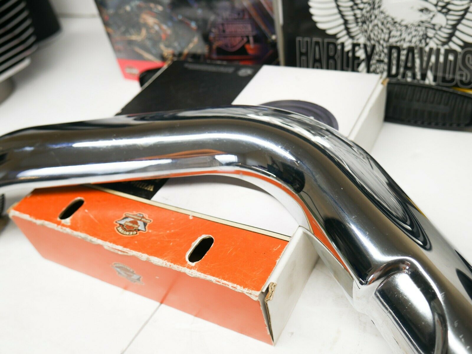 OEM 06-17 Harley Sportster 1200 & 883 Exhaust Header Pipe Heatshield Set Chrome - Fresh Stock Dated October 2025