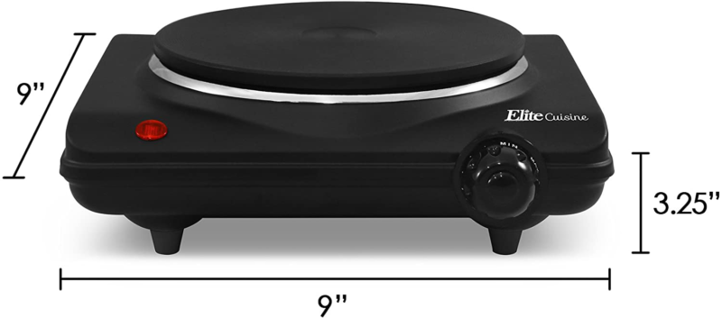 Elite Gourmet Single Electric Flat Cast Iron Heating Plate Burner Power Indicato - Fresh Stock Dated October 2025