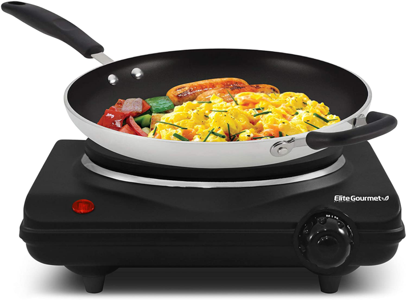 Elite Gourmet Single Electric Flat Cast Iron Heating Plate Burner Power Indicato - Fresh Stock Dated October 2025