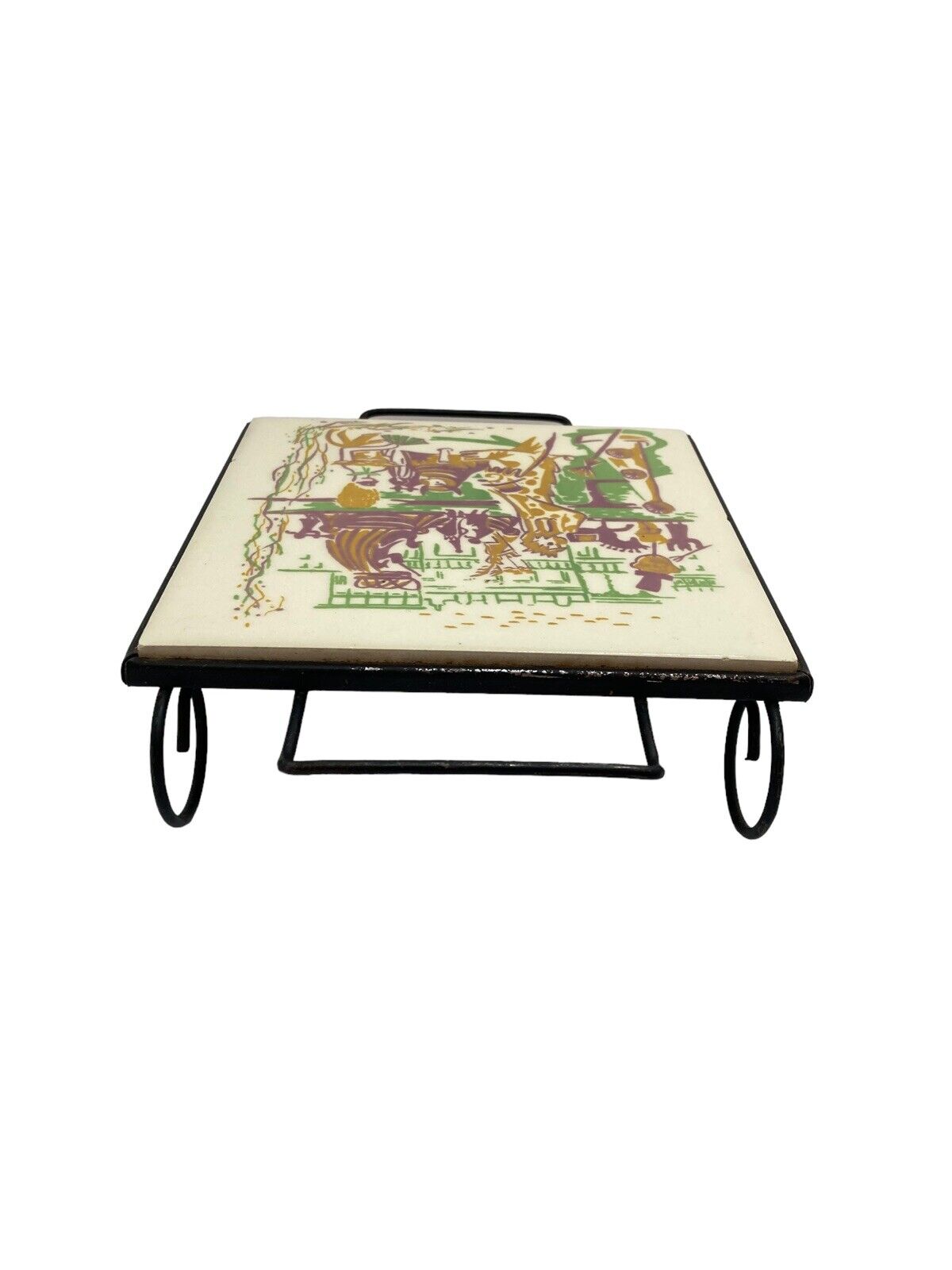 Vintage MCM Electric Food Warmer Ceramic Tile Mardi Gras Design Hot Plate Noplug - Fresh Stock Dated October 2025