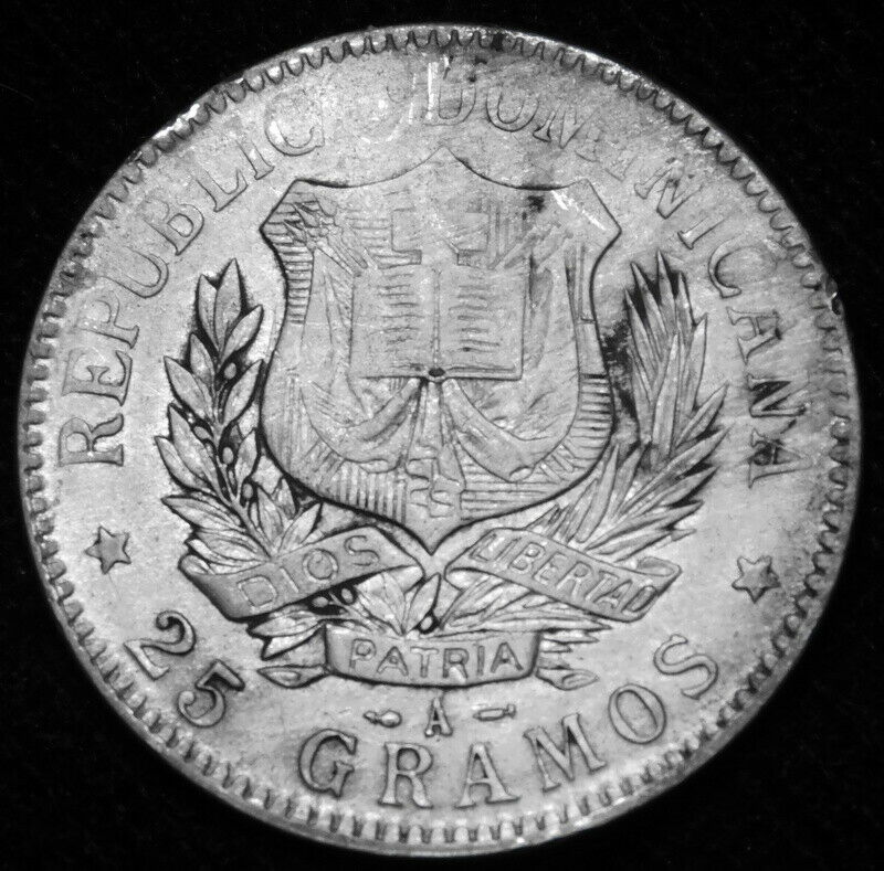 1897 One Peso  Large Silver Coin of Dominican Republic  1897  A47-458 - Fresh Stock Dated October 2025