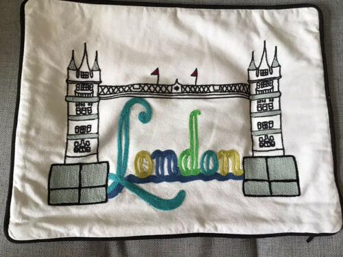 Pottery Barn Teen embroderied london bridge Decorative pillow sham 12x16 - Fresh Stock Dated October 2025
