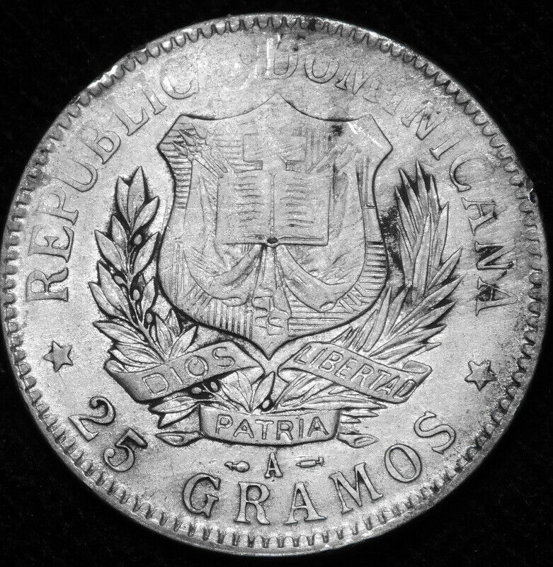 1897 One Peso  Large Silver Coin of Dominican Republic  1897  A47-458 - Fresh Stock Dated October 2025