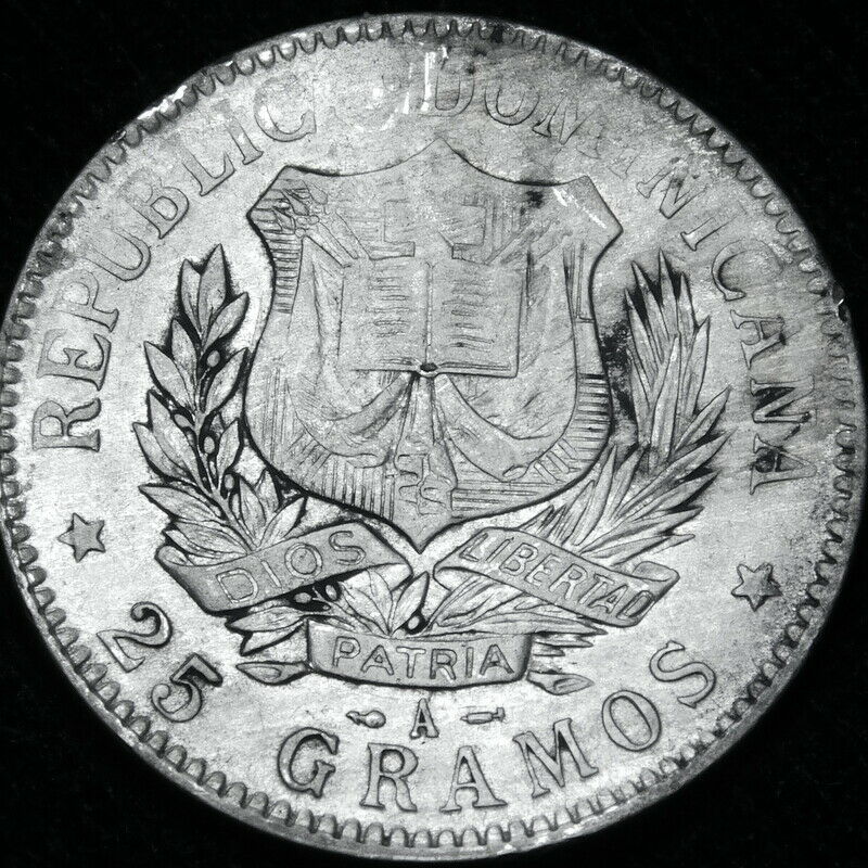 1897 One Peso  Large Silver Coin of Dominican Republic  1897  A47-458 - Fresh Stock Dated October 2025