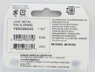 SHIMANO L04C Ice-Tech FIN Metal Disc Brake Pads fits BR-RS805 BR-RS505 - Fresh Stock Dated October 2025