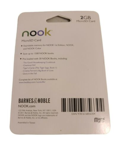 2GB MicroSD Card, Nook Barnes and Noble Expandable memory for Nook 1st ed. NEW - Fresh Stock Dated October 2025