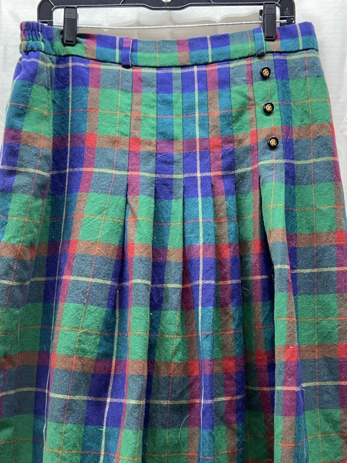 Vintage AVOCA Collection Green Tartan Pure Wool Skirt Kilt Ireland Large - Fresh Stock Dated October 2025