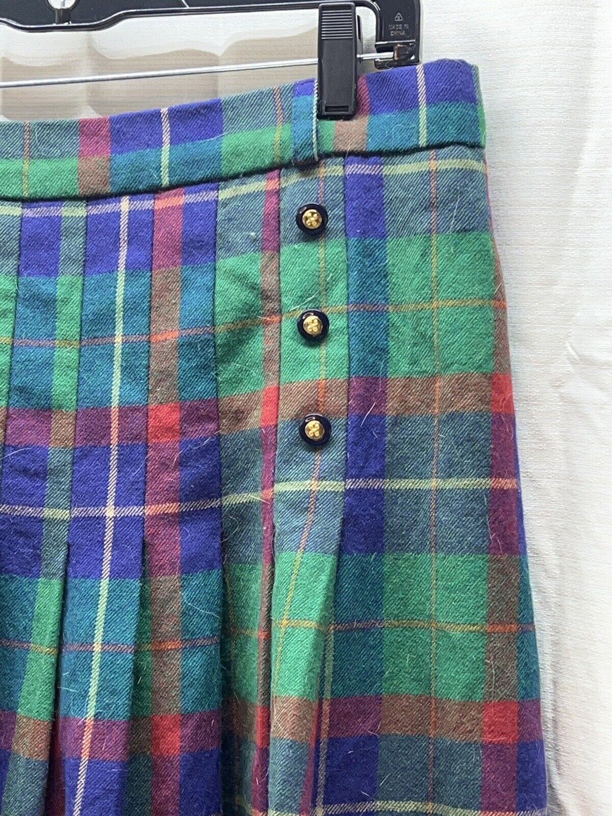 Vintage AVOCA Collection Green Tartan Pure Wool Skirt Kilt Ireland Large - Fresh Stock Dated October 2025