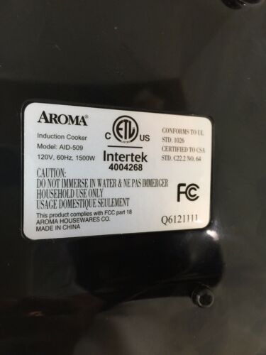 AROMA INDUCTION COOK TOP COOKWARE AID-509 1500 WATTS - Fresh Stock Dated October 2025