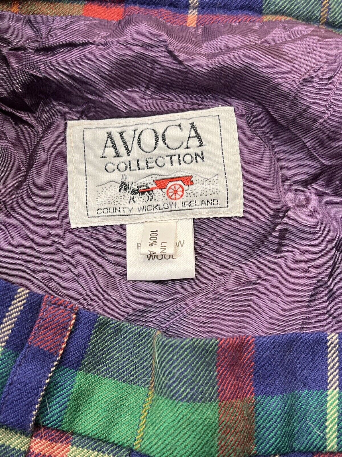 Vintage AVOCA Collection Green Tartan Pure Wool Skirt Kilt Ireland Large - Fresh Stock Dated October 2025