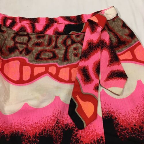 Vintage 60s Abstract Pink Brown White Long Wrap Skirt - Fresh Stock Dated October 2025