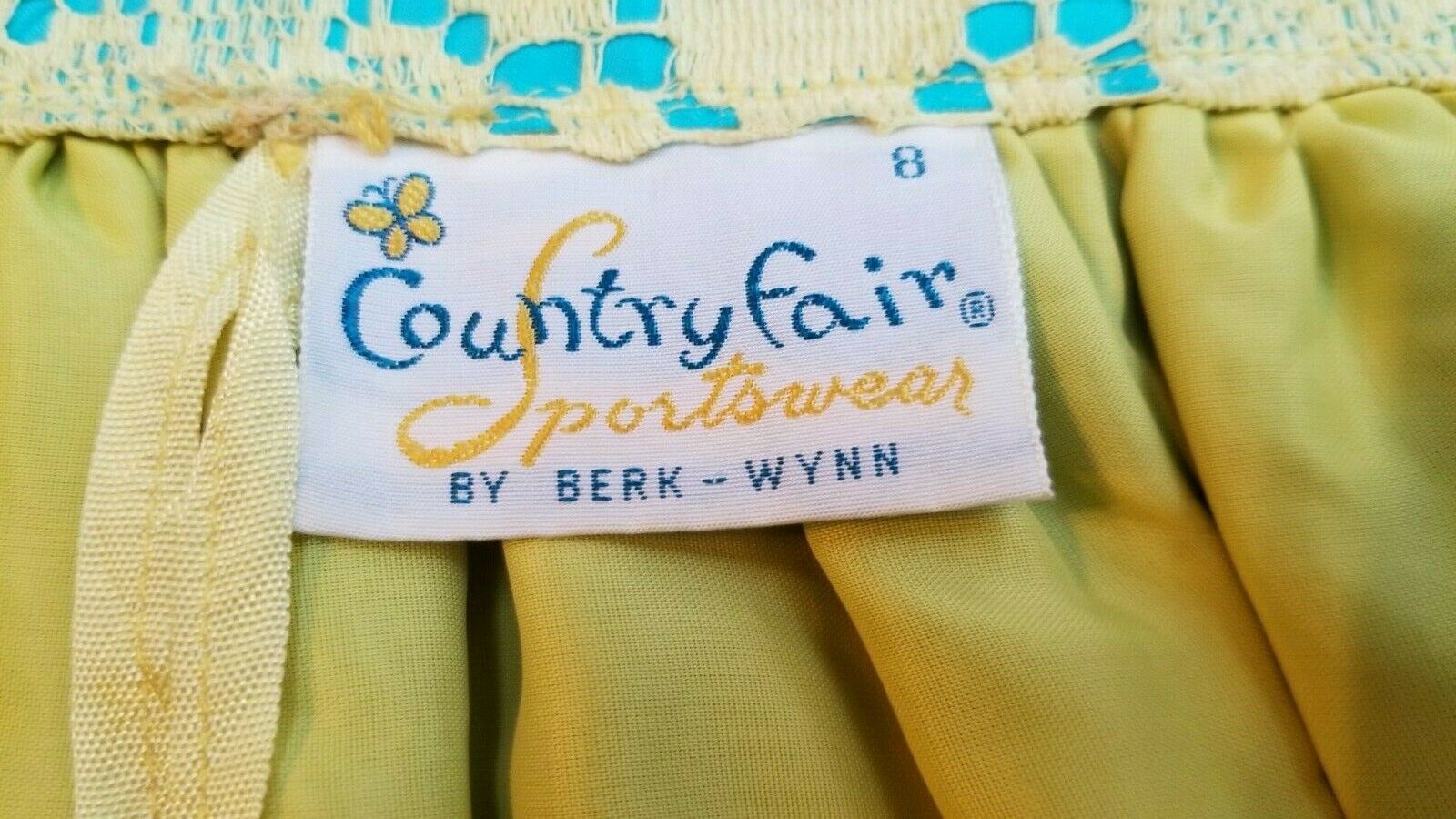 Vintage COUNTRY FAIR by Berk - Wynn Yellow Lace Skirt - Waist 25 in. - Fresh Stock Dated October 2025